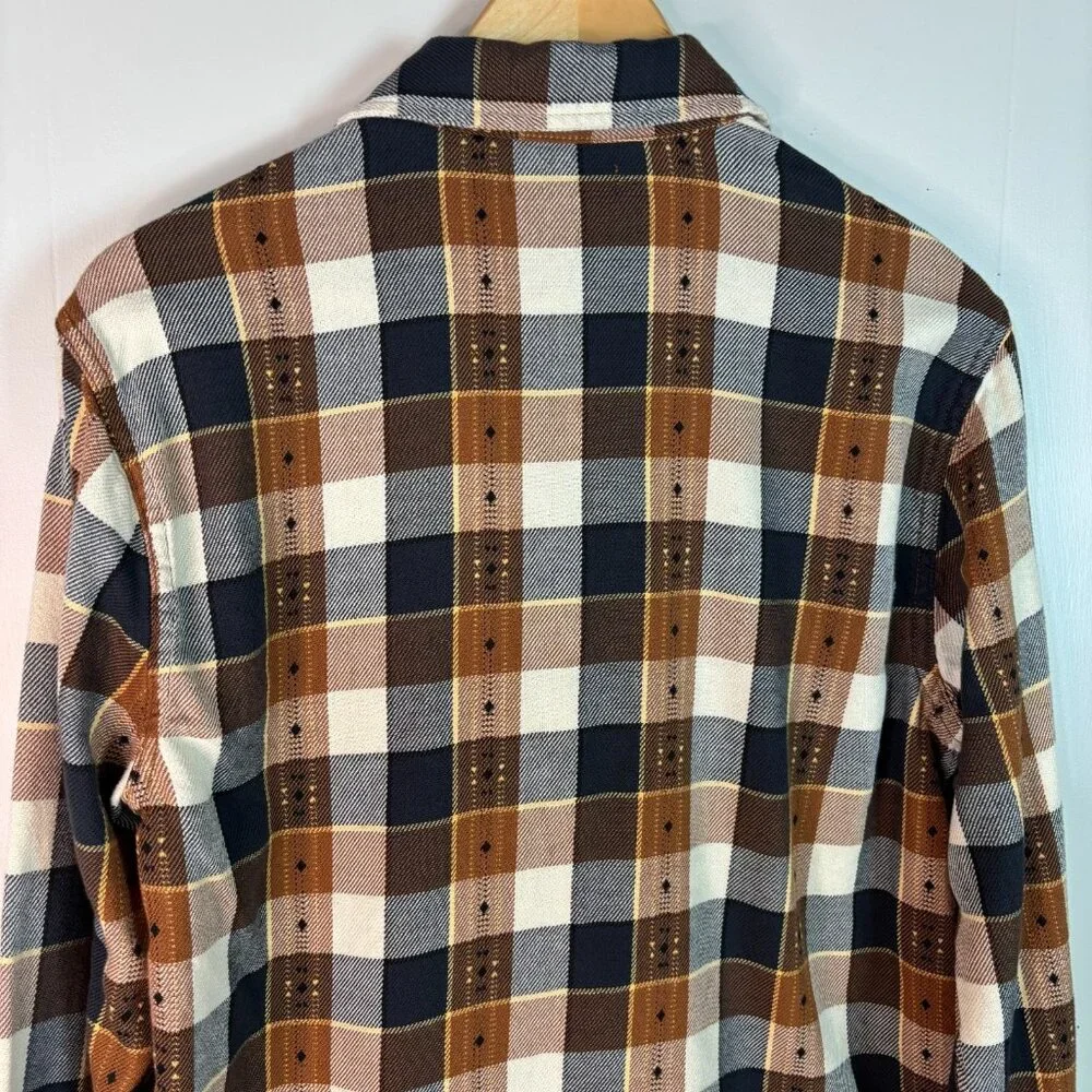 Frye Flannel Shirt Small Brown Plaid Long Sleeve Button-Up Cotton Men's - Picture 6 of 9
